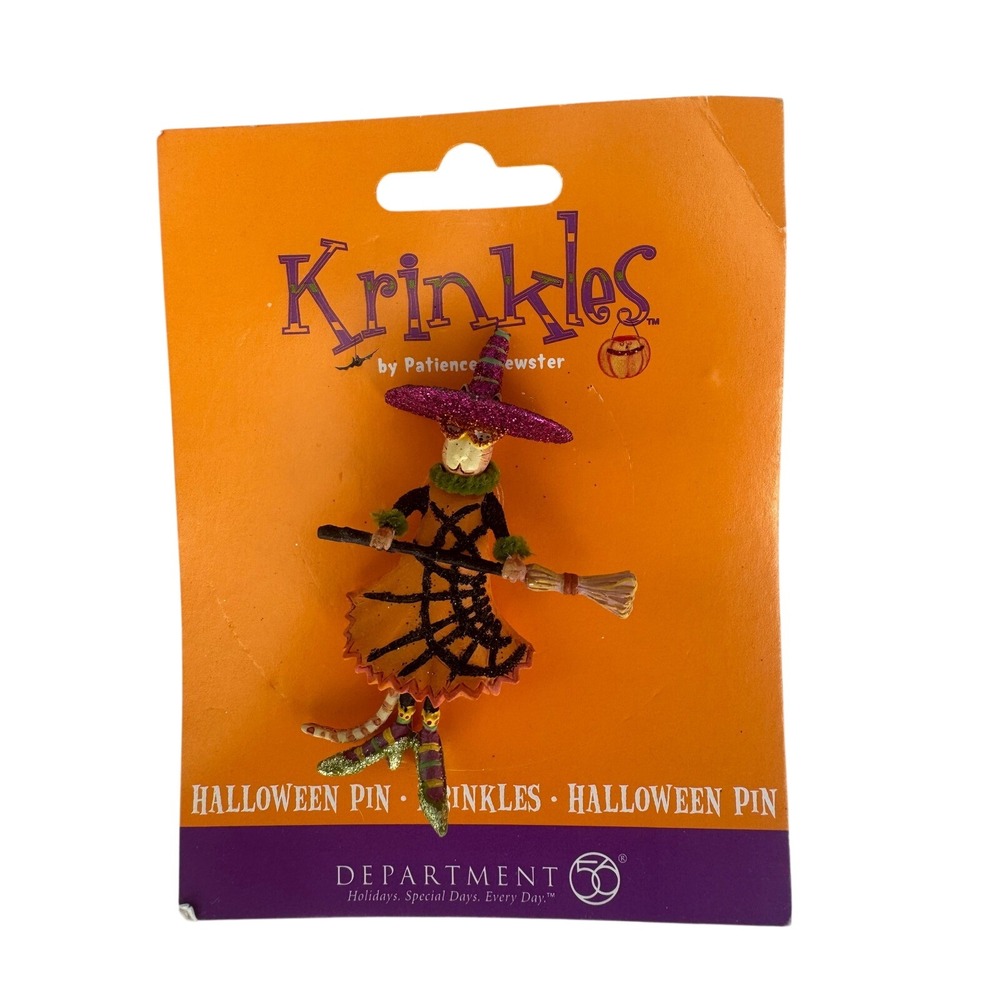 Patience Brewster Krinkles Department 56 Halloween‎ Witch Cat Pin 56.35198 NEW